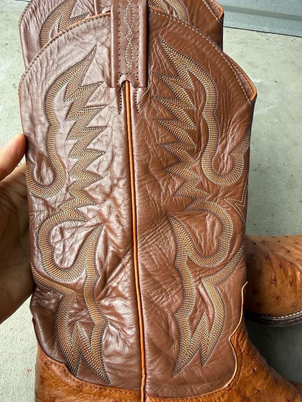 Tony Lama Full Quill Ostrich Leather Western Cowboy Boots Brown - Picture 8 of 8
